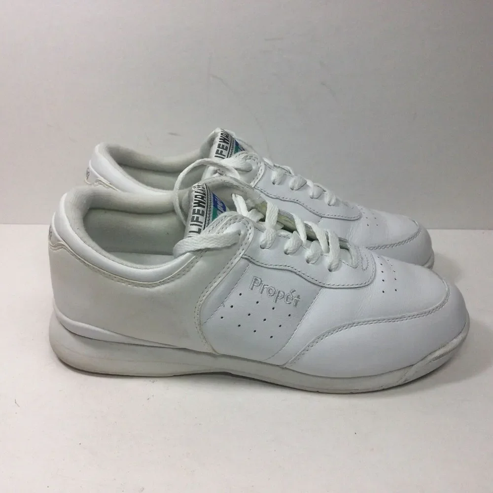 Propet Life Walker Womens Walking‎ Shoes Size 9.5 White Leather Comfort Sneakers